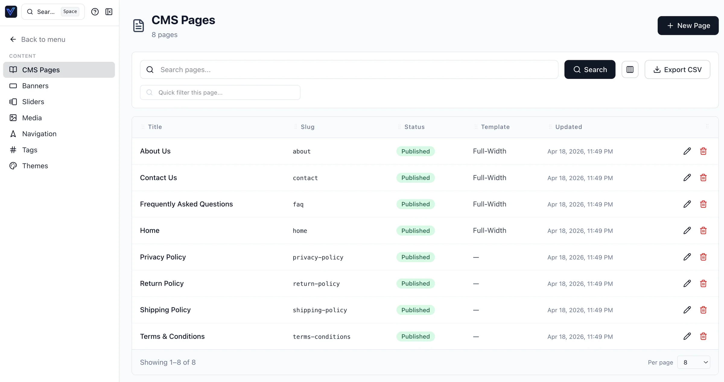 CMS pages