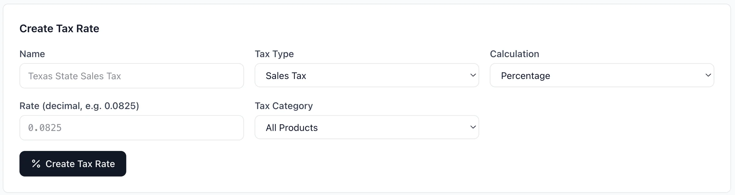 Create tax rate